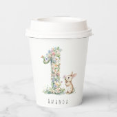 First Birthday Floral Bunny Pappbecher (Rückseite)