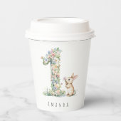 First Birthday Floral Bunny Pappbecher (Vorderseite)