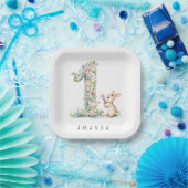 First Birthday Floral Bunny Pappteller (Party)