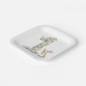 First Birthday Floral Bunny Pappteller (Gewinkelt)