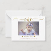 First Birthday Foto Elegantes Skript Mitteilungskarte (Vorderseite)