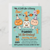 First Birthday Halloween Pumpkin Ghost Party Einladung (Vorderseite)