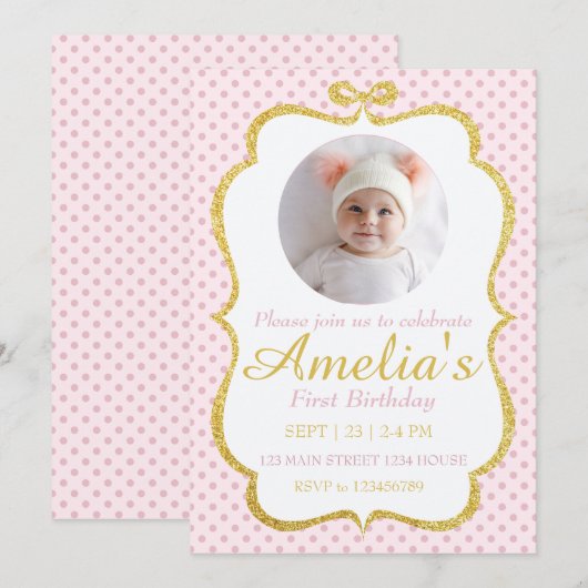 First Birthday Invite Einladung (Vorne/Hinten)