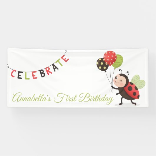 First Birthday Ladybug Banner (Horizontal)