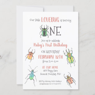 First Birthday Lovebug Foto Einladung