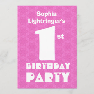 First Birthday Modern Baby Individuelle Name Pink  Einladung
