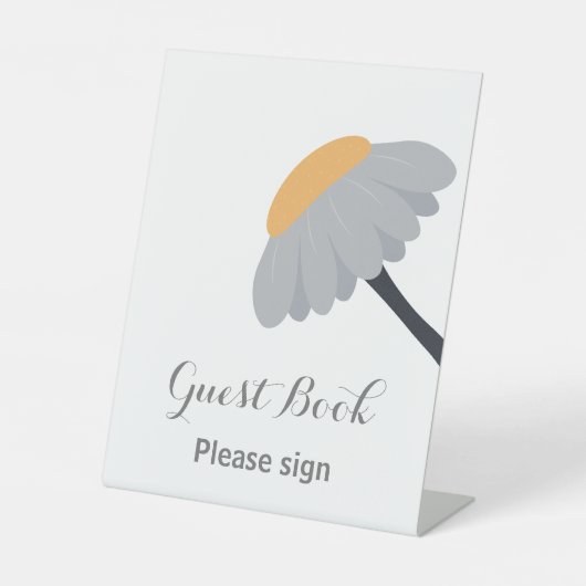 First Birthday Party Chamomile Blumen Guest Book Sockelschild (Vorderseite)