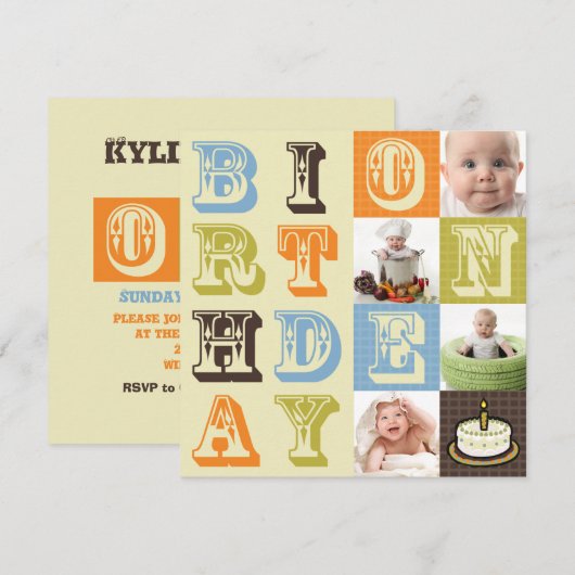 First Birthday Party Invitations Einladung (Vorne/Hinten)