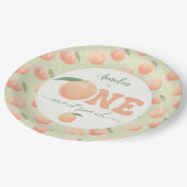 First Birthday Party One Sweet Peach  Pappteller (Schrägansicht)