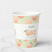 First Birthday Party One Sweet Peach Party Pappbecher (Rückseite)