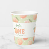 First Birthday Party One Sweet Peach Party Pappbecher (Vorderseite)