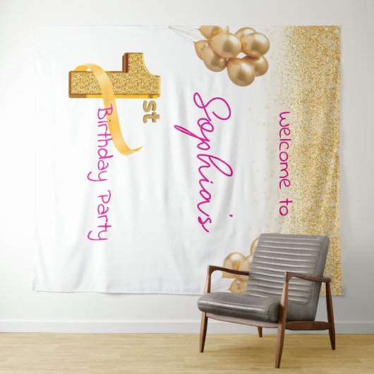 First Birthday Tapestry Wandteppich (Beispiel (Horizontal))