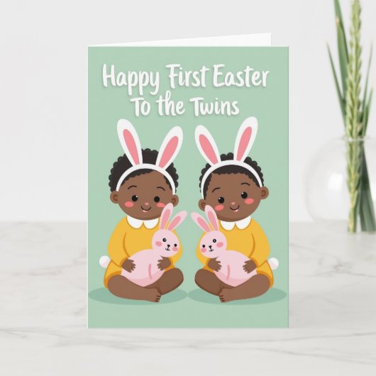 First Birthday Twins Celebration Card Karte (Vorderseite)