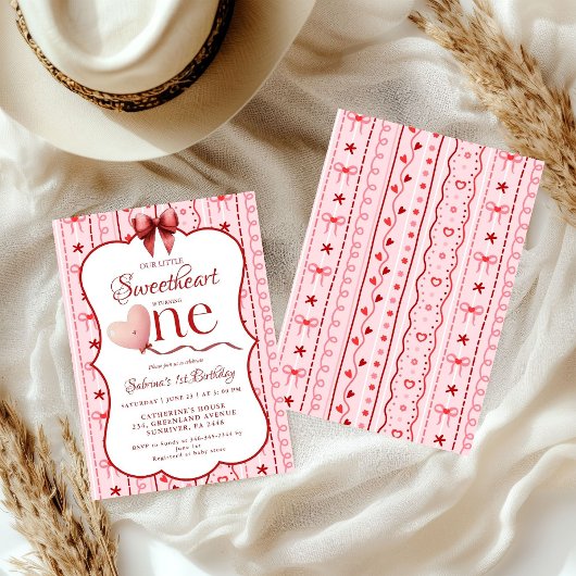 First Birthday valentine baby birthday party Einladung