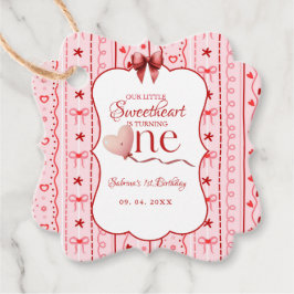 First Birthday valentine baby birthday party Geschenkanhänger