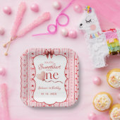 First Birthday valentine baby birthday party Pappteller (Party)