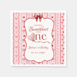 First Birthday valentine baby birthday party Serviette