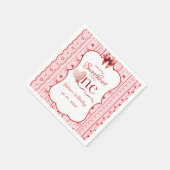 First Birthday valentine baby birthday party Serviette (Ecke)