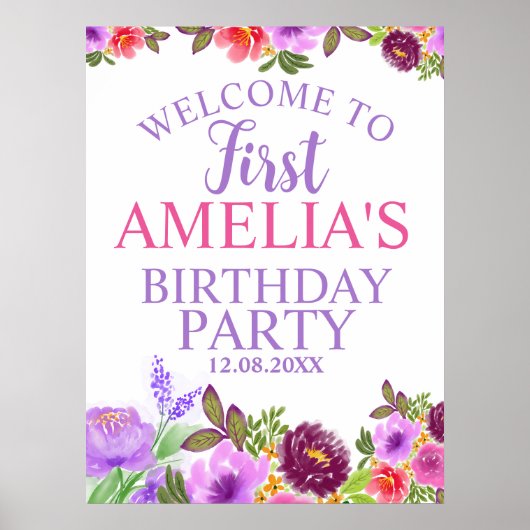 First Birthday Welcome Foam Boards Poster (Vorne)