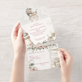 First Bloom Baby-Einladung zur Babyparty - Alles i All-in-One-Einladung