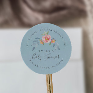 First Bloom Baby Shower Circle Rücksendeadresse Cl Runder Aufkleber