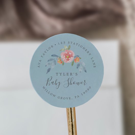 First Bloom Baby Shower Circle Rücksendeadresse Cl Runder Aufkleber