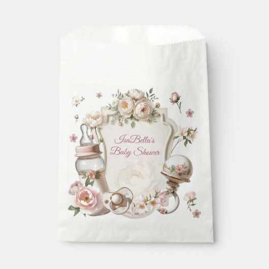First Bloom Baby Shower Favor Craft Bag Geschenktütchen (Vorderseite)