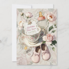 First Bloom Tea Party Baby Shower Einladung