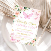 First Butterfly Kisses Pink Butterfly Geburtstag Einladung
