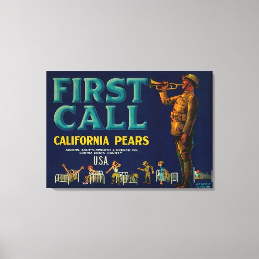 First Call Peak Crate LabelContra Costa, CA Leinwanddruck (Vorderseite)