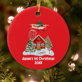 First Christmas Airplane Tree Pilot Boy Keramik Ornament