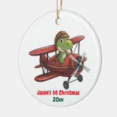 First Christmas Airplane und Dinosaurier Pilot Cus Keramik Ornament (Links)