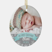 First Christmas Aqua Blue Baby Boy Foto Keramik Ornament (Rechts)