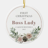 First Christmas as a Boss Lady Name Year Keramik Ornament (Vorne)
