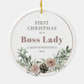 First Christmas as a Boss Lady Name Year Keramik Ornament (Hinten)