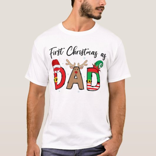 First Christmas As A Dad Family Matching xmas T-Shirt (Vorderseite)
