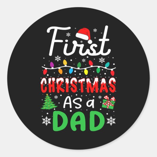 First Christmas As A Dad New Daddy 1st Christmas D Runder Aufkleber (Vorderseite)