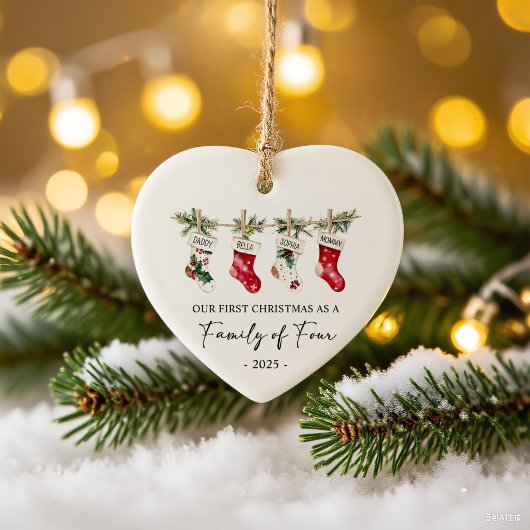 First Christmas As A Family of Four Keramik Ornament