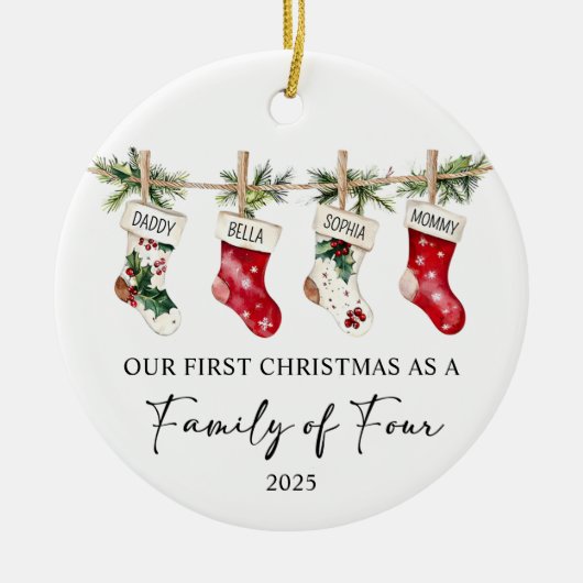First Christmas As A Family of Four Keramik Ornament (Vorne)