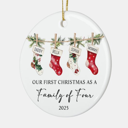First Christmas As A Family of Four Keramik Ornament (Links)