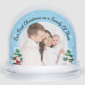 First Christmas as a Family of Three Custom Photo Schneekugeln (Vorderseite)