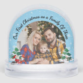 First Christmas as a Family of Three Custom Photo Schneekugeln (Rückseite)
