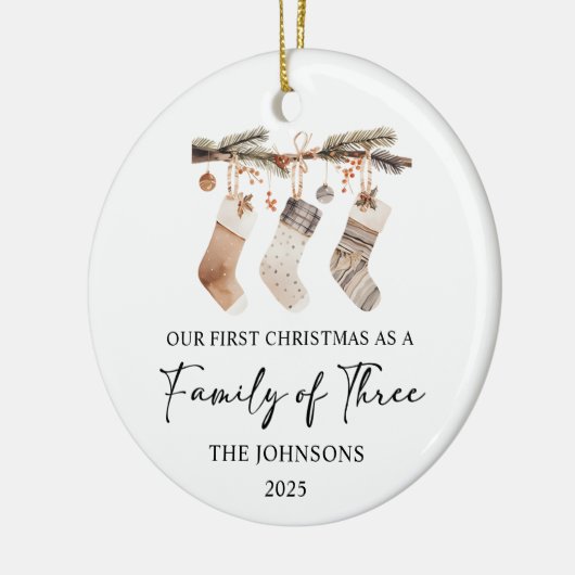 First Christmas as a Family of Three Keramik Ornament (Links)
