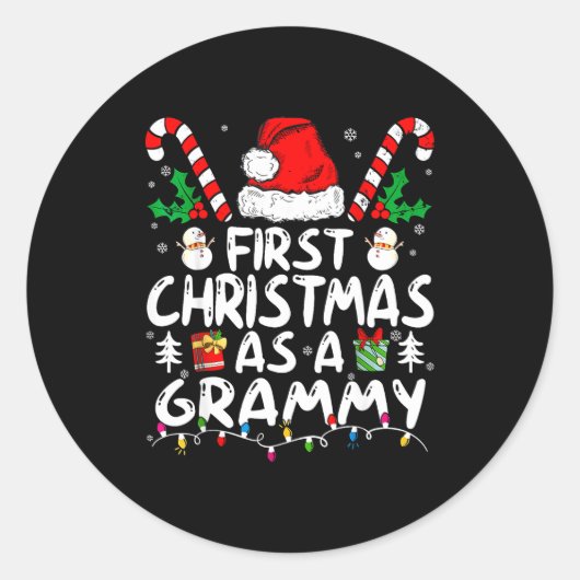 First Christmas As A Grammy New Grammy  Runder Aufkleber (Vorderseite)