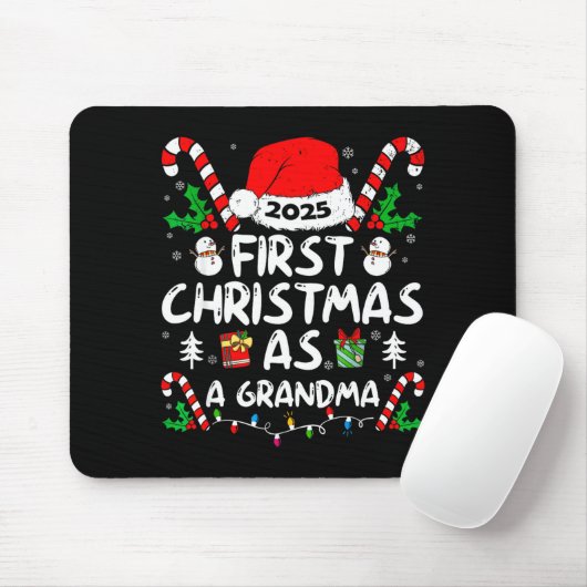 First Christmas As A Grandma 2025 Family Matching Mousepad (Mit Mouse)