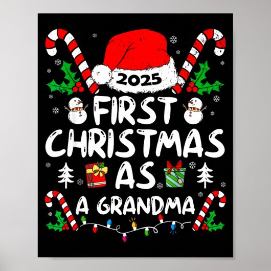 First Christmas As A Grandma 2025 Family Matching Poster (Vorne)