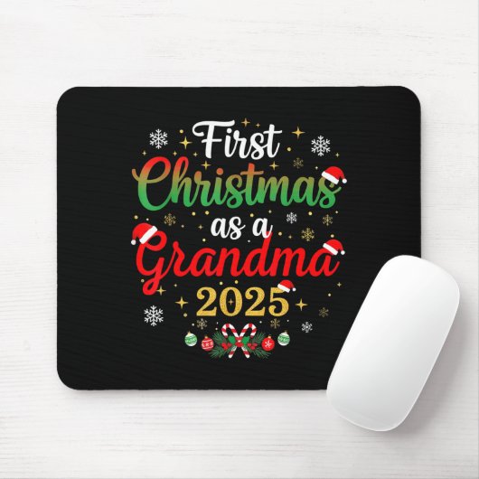 First Christmas As A Grandma 2025 New Mommy Xmas  Mousepad (Mit Mouse)