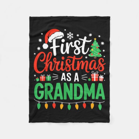 First Christmas As A Grandma Matching New Nana Gra Fleecedecke (Vorderseite)