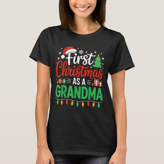 First Christmas As A Grandma Matching New Nana Gra T-Shirt (Vorderseite)