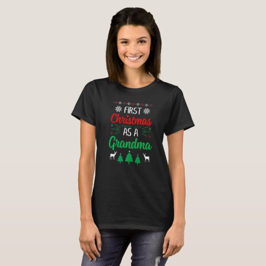First Christmas As A Grandma Xmas First Time Gran T-Shirt (Vorne ganz)